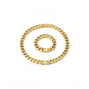 Guide des tailles pour ensemble collier et bracelet maille cubaine en acier doré