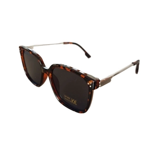 Tortoiseshell UV400 kids sunglasses with silver metal temples and dark lenses