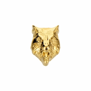 Polished golden wolf head stainless steel bead accessory for DIY jewelry and bracelets