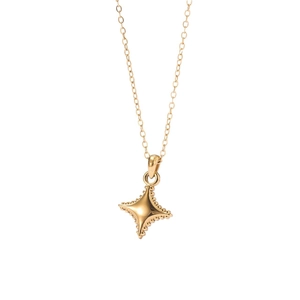 Minimalist gold titanium steel necklace featuring a star pendant with beaded edges