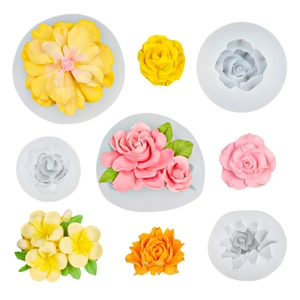Gardenia and Plumeria silicone molds set for handmade chocolate and scented plaster crafts