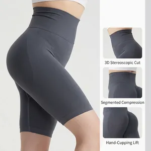 High-waist seamless compression yoga shorts featuring 3D tailoring and butt-lifting design