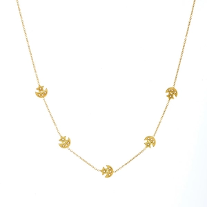 Minimalist gold plated celestial sun moon star pendant necklace with cubic zirconia gems