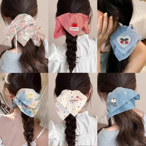 Scrunchies Hair Ties Cloth Velvet PU Leather Faux Artificial Pearl Bow Scarf Floral Heart Checkered Elastic Ponytail Holder Korean Style Women