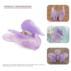 Elegant purple butterfly hair claw clip with double layer acetate and shimmering finish