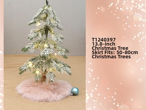 Detail van de roze imitatiebont kerstboomrok, 13,8 inch voor kleine kerstbomen