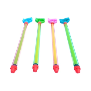 Set of 4 colorful pull-out water guns for kids made of durable translucent plastic
