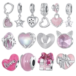 Breloques En Argent Sterling 925 Cœur Étoile Nœud Chat Perles DIY Accessoires De Bijoux Pour Femmes Style Romantique