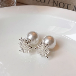Boucles d'oreilles perles élégantes avec design d'étincelles en argent pour femmes