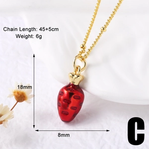 Macro view of 18mm red heart enamel pendant with 45cm gold beaded chain dimensions