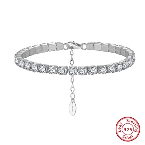 Classic S925 sterling silver tennis bracelet with brilliant round cubic zirconia stones