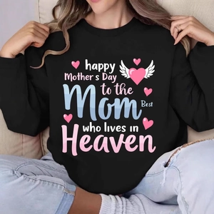Women Commemorative Mother's Day Sweatshirt Round Neck Long Sleeve Polyester Memorial Pullover Gift