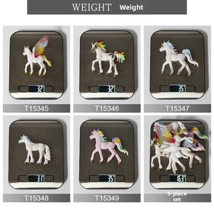 Weight measurement detail of white rainbow unicorn and pegasus figurines set of 5