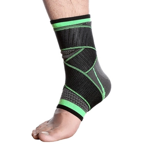 Breathable compression ankle support sleeve for outdoor sports and cycling in black and green