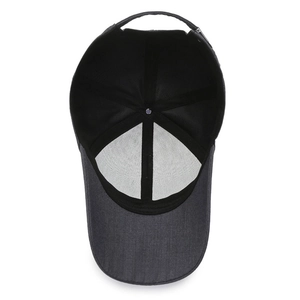 Men's dark gray baseball cap showing internal structure and adjustable strap