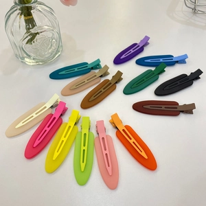 Korean Matte Candy Color Jelly Hair Clip No Trace Duckbill Clip Metal Plastic Hairpin For Women Daily Styling Accessory