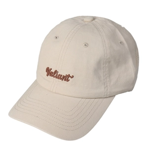 Unisex gewassen katoenen baseballpet in beige met bruin Valiant borduursel