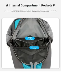 Internal view of the waterproof sling bag featuring mesh pockets and organized storage