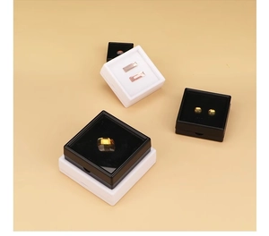 Black and white acrylic jewelry boxes with PE film for floating stone display