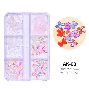 Detailed view of photochromic resin nail art bows showing UV color-changing effect
