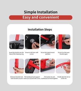 Detailed assembly diagram showing installation steps for the 4-in-1 sports hoop system