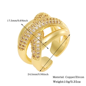 Macro view of gold copper ring with zircon including size and weight measurements