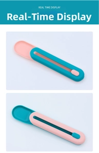 Lot de cuillères doseuses ajustables pour animaux en plastique bleu et rose