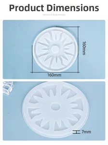 Detail of 160mm sun flower silicone mold for resin coasters with radial pattern texture