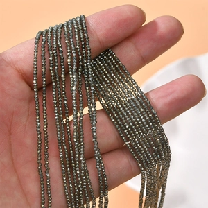 2mm dark grey faceted crystal glass rondelle beads for DIY jewelry making and necklaces