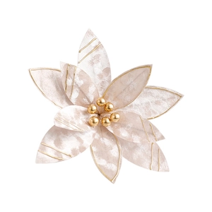 25cm creamy white velvet artificial Christmas flower with gold edges for tree decoration