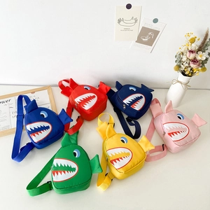 Kids Cartoon Shark Chest Bag Oxford Cloth Crossbody Sling Bag Adjustable Strap Trendy Fashion For Boys Girls