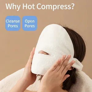 Face steaming mask towel for skin care, white thick towel with nasal breathing opening