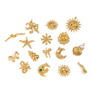 Gold stainless steel ocean pendants collection with octopus and starfish designs
