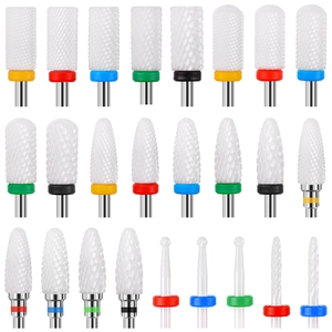 Jeu de 21 embouts de ponceuse à ongles en céramique avec marquage de grain coloré