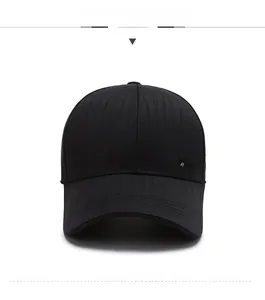 Detailed front view of black cotton baseball cap with silver metal Fashion ornament