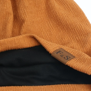 Unisex sports knit beanie in mustard yellow with soft lining and F&S leather tag
