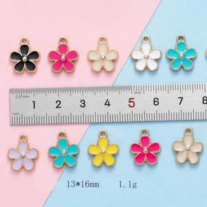 Colorful 13x16mm alloy enamel flower pendants for DIY jewelry and crafts making