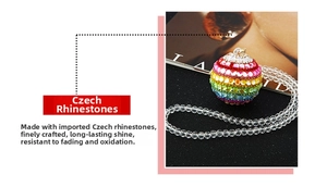 Detail of colorful rainbow rhinestone ball pendant with crystal beads car ornament