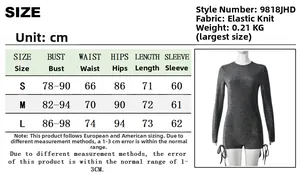 Detailed size chart for sexy cutout zip bodysuit with stretch knit fabric measurements