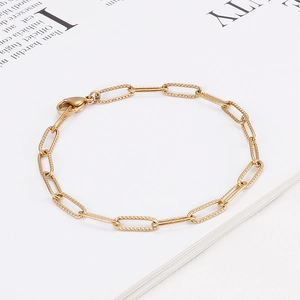 Elegant gold textured link chain bracelet with a secure lobster clasp closure