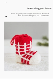 Detail of red and white knitted Christmas boot ornament showing soft fabric texture
