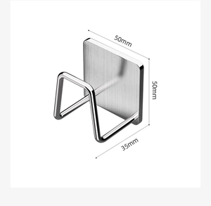 Detailed dimension guide for wall-mounted stainless steel washbasin hook in brushed silver