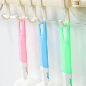 Three-piece long handle sponge cup cleaning brush set in pink blue and green colors