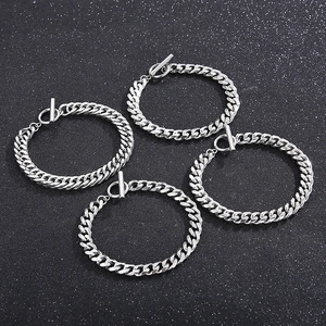 Stainless Steel Cuban Chain Bracelet With OT Toggle Clasp Minimalist Hip Hop Punk Style Chunky Link Jewelry For Men Women