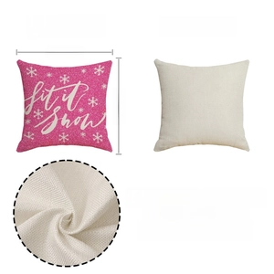 Detailed front and back view of 18x18 inch pink Let It Snow Christmas pillow cover