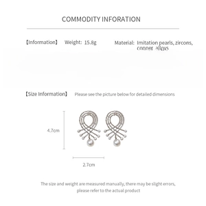 Tableau des tailles détaillé des boucles d'oreilles en argent avec perles et zircons