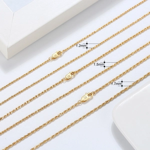 Golden S925 sterling silver twist rope chain necklace in 1.2mm 1.5mm and 1.7mm widths