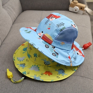 Cappelli parasole per bambini con dinosauri, rete traspirante e cordino con fischietto