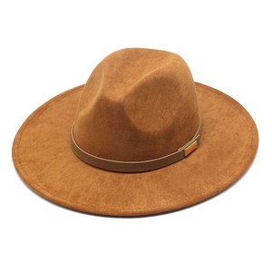 Chapeau de cowboy marron en daim à large bord avec boucle dorée pour hommes et femmes