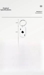 Detailed dimension layout for stainless steel Ace of Spades poker card pendant and keyring